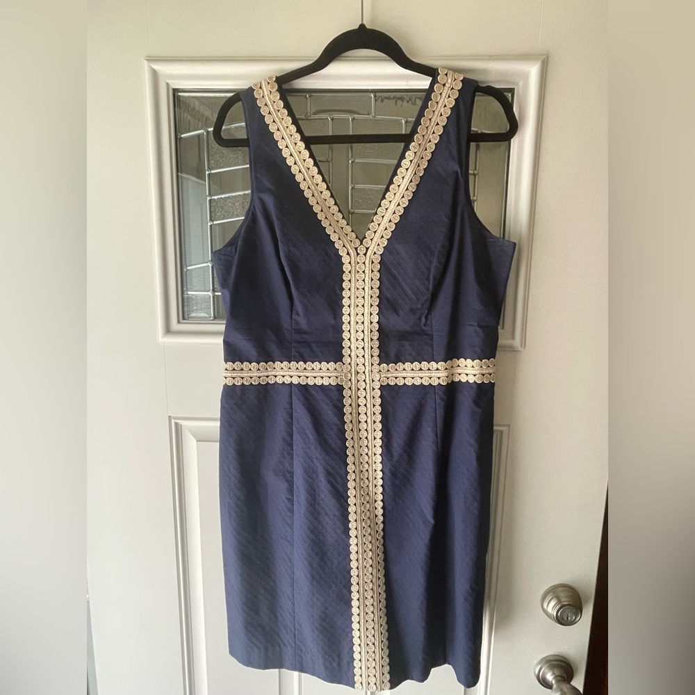 Lilly Pulitzer Navy Bentley Shift Dress with Gold Detailing